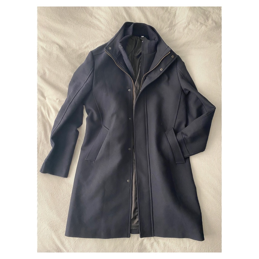 Zara Mens Navy Topcoat Overcoat L